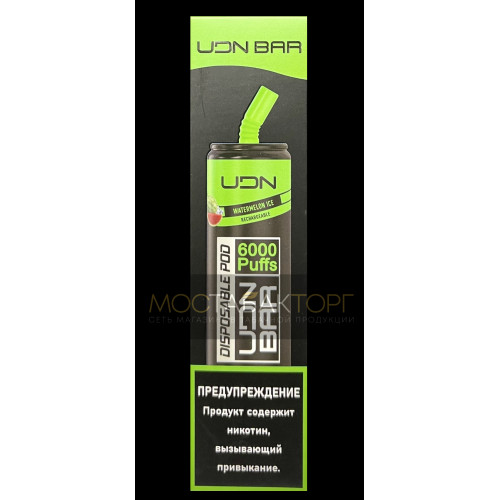 Электронная сигарета UDN BAR Watermelon Ice 6000 затяжек (УДН Бар Арбуз Лёд)